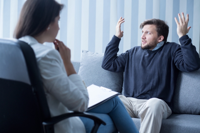 Man with schizophrenia during psychotherapy